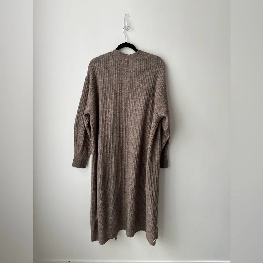 H&M Long Ribbed Duster Cardigan  Balloon Sleeve Cozy Layer L - Picture 9 of 10